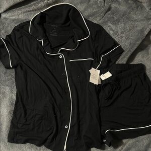 Auden Black Pajama Set with White Piping